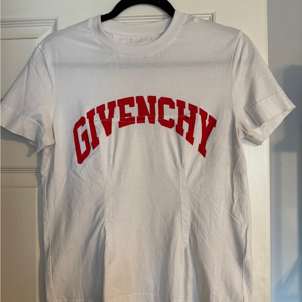 Givenchy White Tee with Red Lettering